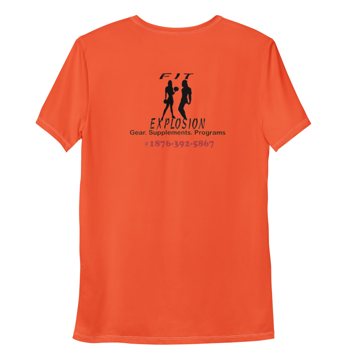 Orange t-shirt with black text and graphics on the back, featuring a phone number|IslandWear Fashion