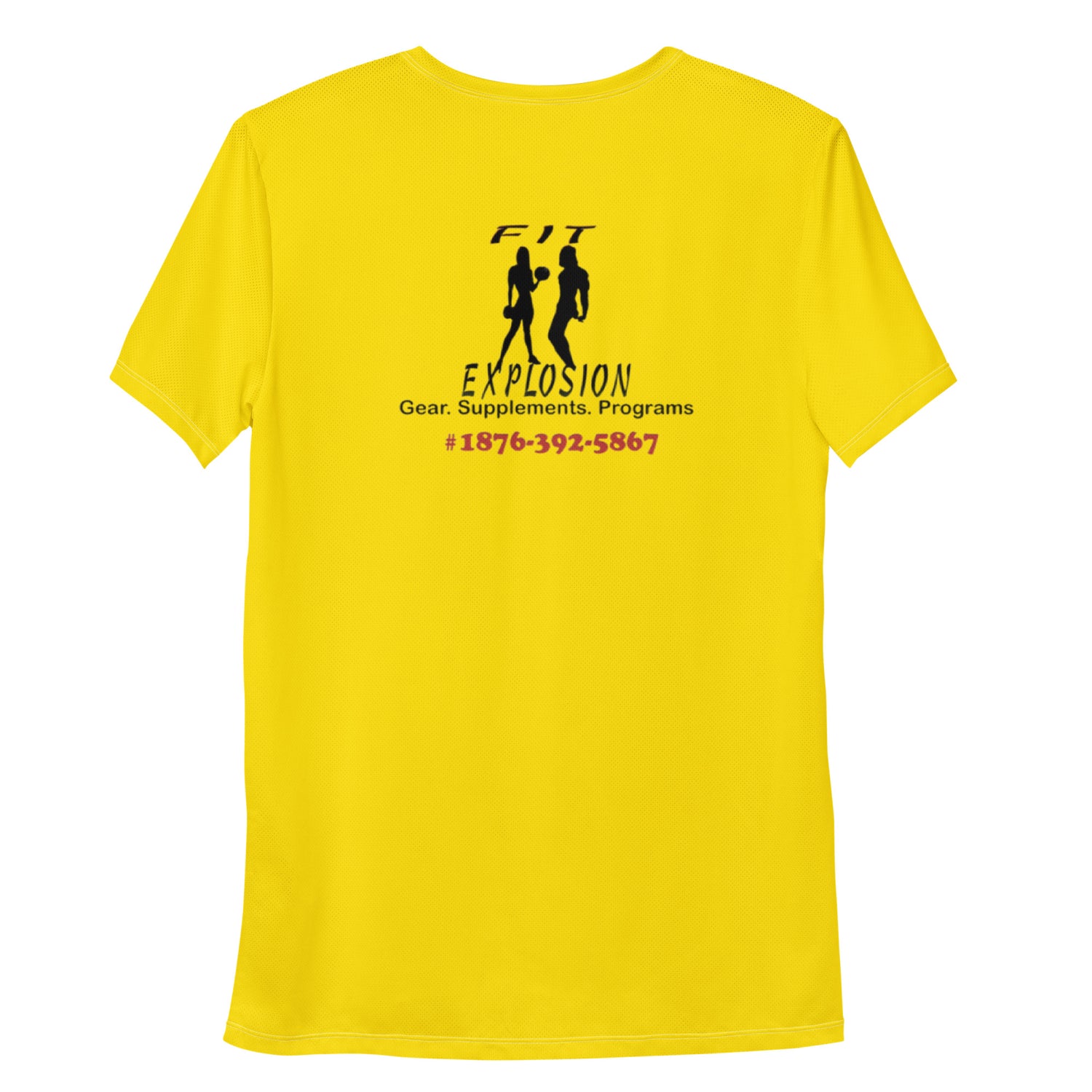 Yellow t-shirt with black text and graphics on the back, featuring a phone number|IslandWear Fashion