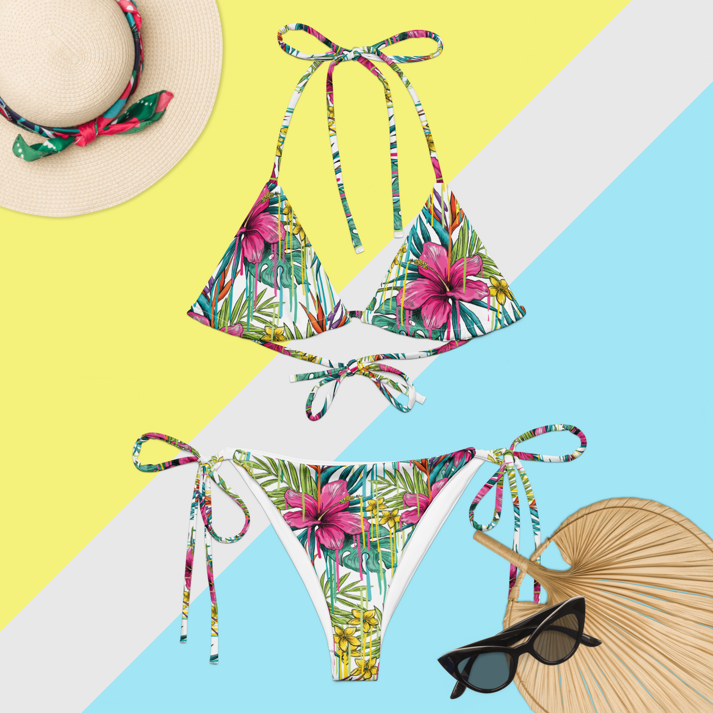 Bikini de tiras con diseño floral de IslandWear Fashion